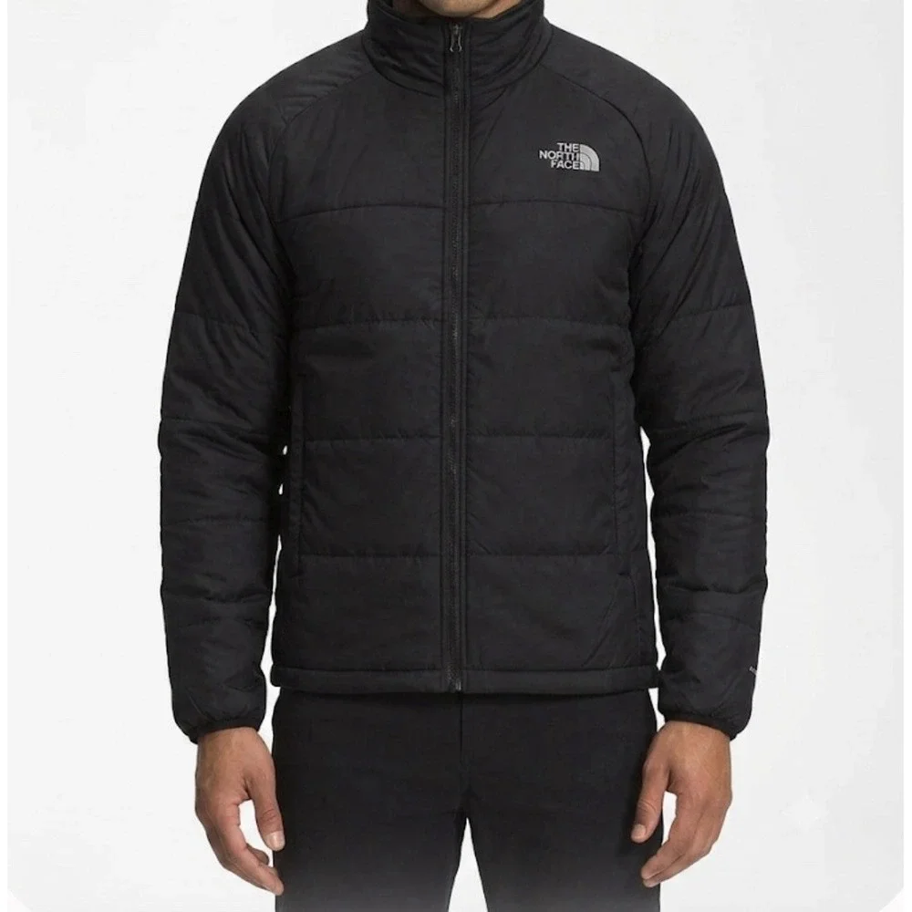 The North Face Mens Zip Front Puffer Jacket Size Medium Black Pockets